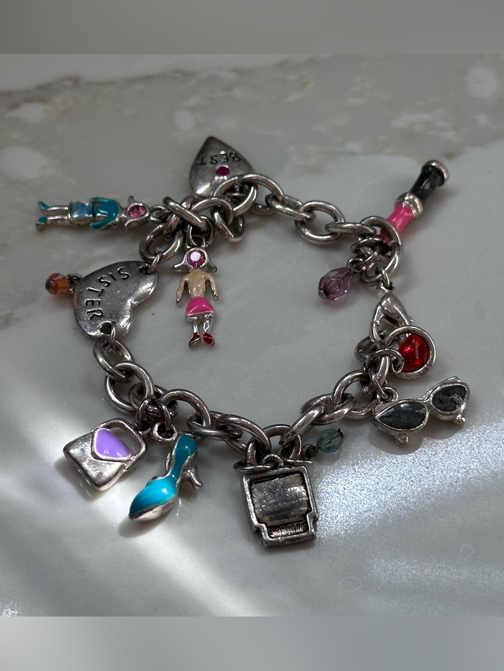 vintage sister chunky charm bracelet